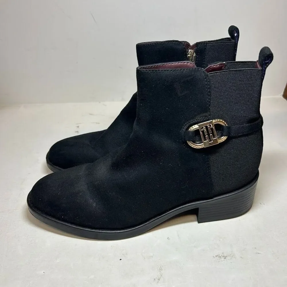 Tommy Hilfiger Womens 9 M Black Faux Suede Imiera Ankle Booties NIB RY3